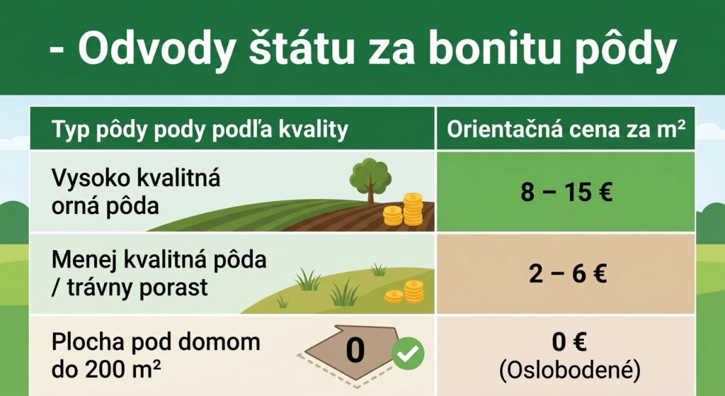 odvody štátu za bonitu pôdy-cena